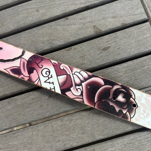 Ed Hardy Tattoo Bling Handmade Leather Belt Size Large READ - Picture 8 of 16